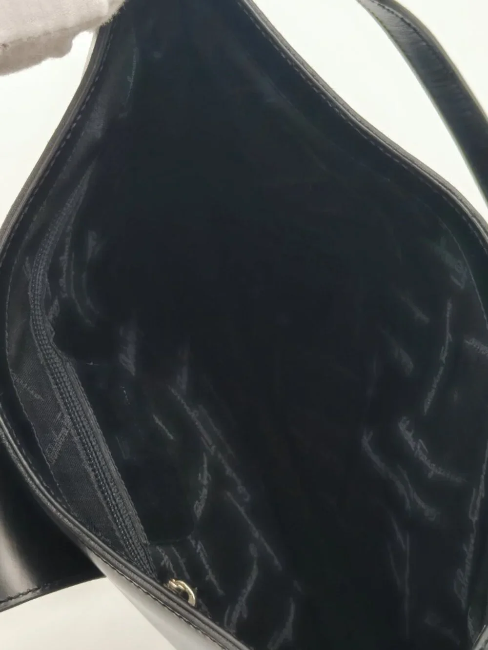 Vintage Salvatore Ferragamo Black Leather Shoulder Bag Gancini Hardware